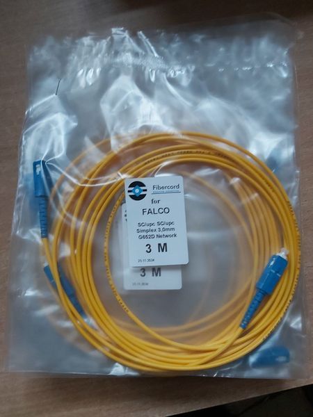 Шнур оптический SC/upc SC/upc Simplex 3,0mm G652D Network 3м FT-F-SCUPC-SCU-SM-S-3-Y фото